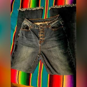 Distressed Flare Button Flys